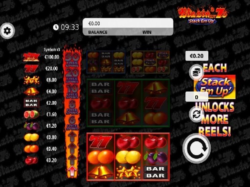 Blazin Hot 7s Stack Em Up peliautomaatti - kuvankaappaus