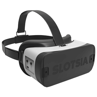 Virtuaalitodellisuuslasit, joissa Slotsia-teksti