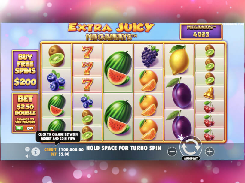 Extra Juicy Megaways pelin kuvankaappaus