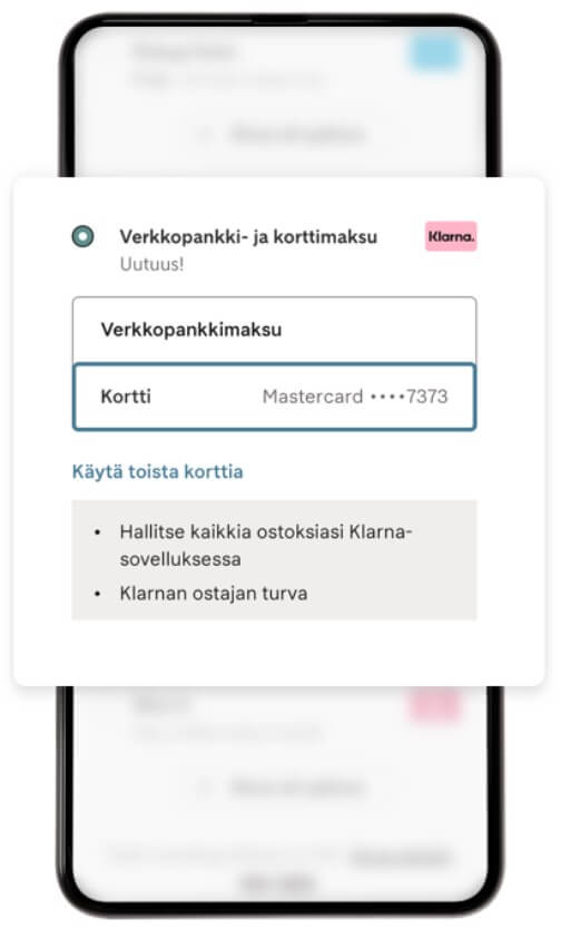 Klarna talletus kortilla