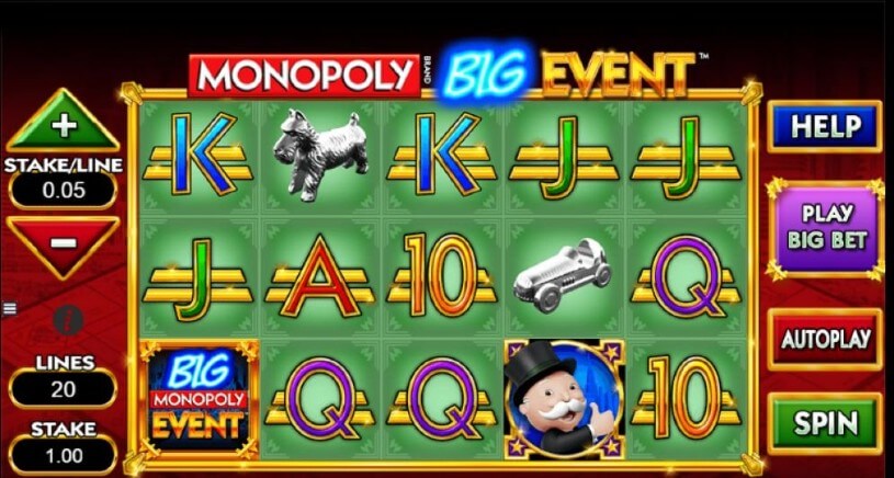 Monopoly Big Event peliautomaatti, kuvankaappaus