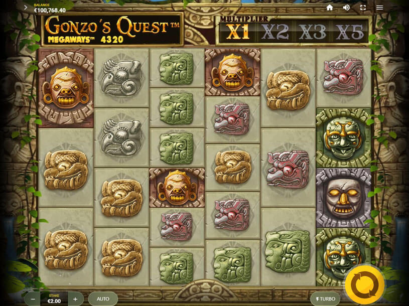 Gonzo’s Quest Megaways peliarvostelu, kuvankaappaus pelistä