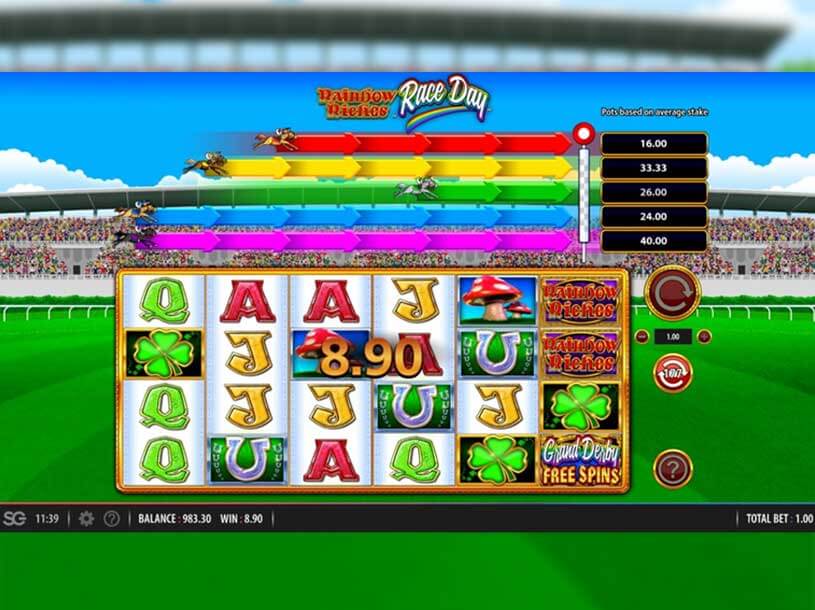 Rainbow Riches Race Day peliarvostelu, kuvankaappaus pelistä